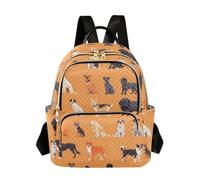 OWFKAY Mochila pequeña naranja con diseño de perros lindos para mujer, mochila pequeña para niñas, mochila escolar, viajes, antirrobo, casual, Cute Dogs Orange, S, Mochila para mujer