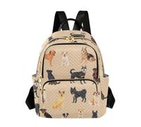 OWFKAY Mochila pequeña para mujer, diseño de perros lindos, color beige, mochila pequeña para niñas, mochila escolar, viajes, antirrobo, casual, Cute Dogs Beige, M, Mochila para mujer
