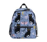 OWFKAY Mochilas infantiles con diseño de gato negro y polilla para niños y niñas, mochila pequeña para guardería o escuela