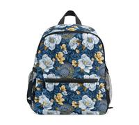 OWFKAY Mochilas infantiles con diseño de mandala de flores azules y amarillas para niñas, mochilas pequeñas para guardería o escuela
