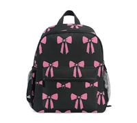 OWFKAY Mochilas infantiles con lazo negro y rosa para niños y niñas, mochila pequeña para guardería o escuela