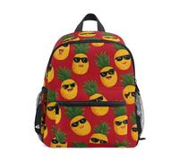 OWFKAY Mochilas infantiles de color rojo piña para niños y niñas, mochila pequeña para guardería o escuela