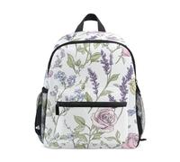 OWFKAY Mochilas infantiles dibujadas a mano con rosas de lavanda para niñas, mochilas pequeñas para guarderías, mochilas escolares
