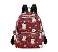 OWFKAY Penguin Crown - Mochila pequeña para mujer, mochila pequeña para niñas, mochila escolar, viajes, antirrobo, casual, Corona de pingüino, S, Mochila para mujer