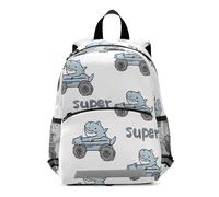 OWFKAY Sharks Car - Mochila para niños pequeños, color blanco, para guardería, mochilas escolares para niñas y niños, mochila pequeña