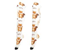 OWFKAY Squirrel Happy - Calcetines altos hasta la rodilla para mujer, calcetines largos por encima de la rodilla, calentadores de piernas suaves