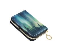 OWFKAY Tarjetero pequeño de piel sintética con cremallera para mujer, diseño de Aurora Borealis in Woods, multicolor, Talla única, Casual