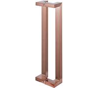 OWIEN Manija de puerta de granero de doble cara, rectángulo comercial de forma plana de acero inoxidable manijas de puertas de empuje for la puerta de vidrio(Rose Gold,60cm/24in)