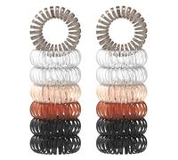 OWill 12 Piezas gomas pelo espiral,Impermeables gomas pelo mujer,gomas pelo para el cabello sin daños,gomas transparentes pelo,accesorios pelo mujer y Niña(Negro, gris y claro)