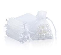 OWill 50 Pcs Bolsitas de Tela Pequeñas 7x9cm Bolsas de Organza Blanco,Bolsitas Regalo Pequeñas para Joyas con Cordón para Boda Favores Joyas y Dulces,festivales y fiestas