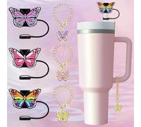 OWill 6pcs Accesorios para Stanley Cup, Tapas de Pajitas de Silicona a Prueba de Polvo de 10mm, Pajitas Reutilizables y Tapas Anti Goteo para Stanley 40/30 Oz Vaso