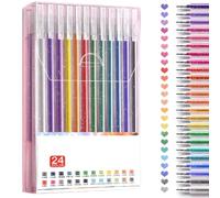 OWill Bolígrafos Colores Destello - Set de 24 Colores con Bolígrafo Gel Brillante y Metálico Perfecto para Colorear, Dibujar y Proyectos Artesanales