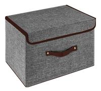 OWill Caja almacenaje plegables con tapa, cajas organizadoras,cajas almacenaje decorativas,cubos de almacenamiento de tela con asas, para el hogar, oficina, 25 x 19 x 16 cm (1 unidad, gris)