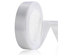 OWill Cinta de satén blanca, doble cara, proyectos de costura de bricolaje, globos de fiesta y lazos para el cabello