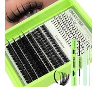 OWill Kit extensiones de pestañas manga DIY, pestañas en racimo spiky lashes + volumen 100D, bond and seal, pinzas, cepillo, longitudes mixtas 10-21 mm