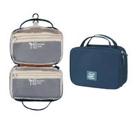 OWill Neceser Colgante de Aseo para Colgar, Bolsa de Aseo Grande, Bolsa de Aseo de Viaje, Impermeable, Azul Marino, Azul, Estilo Simple
