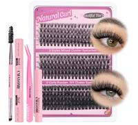 OWill Pestañas postizas Cluster Lashes Kit,300 PCS Pestañas pelo a pelo,Pestañas postizas naturales con pegamento, removedor, pinzas y aplicador,Pestañas pelo a pelo kit completo D Curl 30+40+50D
