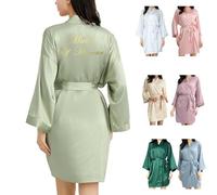 OWITER Bata de satén para mujer, para novia, dama de honor, boda, fiesta, regalo de lujo, Sage Maid Of Honour, talla única