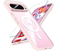 OWKEY Funda Magnética para Google Pixel 9 Pro XL, Compatible con MagSafe y Cristal Templado, [Protección Militar] Mate Translúcido Carcasa para Pixel 9 Pro XL, Rosa