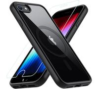 OWKEY Funda Magnética para iPhone SE 3/2 (2022/2020), iPhone 8/7, Compatible con MagSafe y Cristal Templado, [Protección Militar] Translúcido Carcasa, Negro