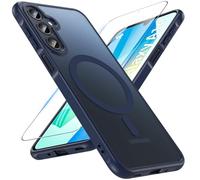 OWKEY Funda Magnética para Samsung Galaxy A16, Compatible con MagSafe y Cristal Templado, [Protección Militar] Mate Translúcido Carcasa para Samsung A16, Azul