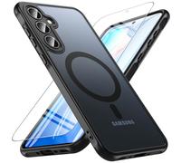 OWKEY Funda Magnética para Samsung Galaxy A35, Compatible con MagSafe y Cristal Templado, [Protección Militar] Mate Translúcido Carcasa para Samsung A35, Negro