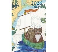 Owl and the Pussycat A6 2026 pocket diary daily planner journal - coastal nautical designs sewn onto old sea charts maps | Week to view