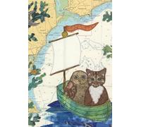 Owl and the Pussycat Devon A6 pocket notebook journal - coastal nautical designs sewn onto old sea charts maps | 120 lined pages