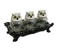 Owl Apothecary Jar, 3 Pieces Gothic Salt Container, Handcrafted Glass Loose Tea Jar For Home Cooks Pagans Wiccans Collectors Kitchen Living Room Bedroom Apartment Pantry Cabinet Shelves