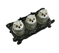 Owl Apothecary Jars, 3 Pieces Gothic Salt Container, Vintage Loose Tea Jar with Lid Feature, Kitchen Storage Sturdy Material, Decorative Jar with Intricate Owl Design, Home Use for Cooks Collectors