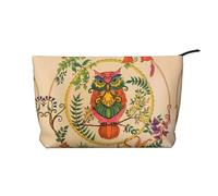 Owl Beliefs - Bolsa de maquillaje de pana versátil con cremallera para uso diario y organizador de capacidad de viaje, Black, Talla única