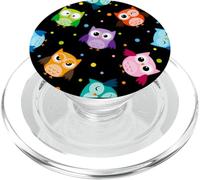 Owl Bird Horned Owl Nocturnal Spotted Black Baby Owl PopSockets PopGrip para MagSafe