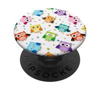 Owl Bird Horned Owl Nocturnal Spotted Owl White PopSockets PopGrip Adhesivo