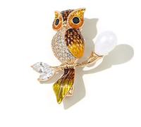 Owl Brooch Female Cute Japanese ins Trend Personality Temperament Western Accessory Brooch Pin (Color : A Size : As The Picture Shows)