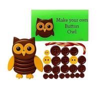 Owl Button Ornament Kit - D IY Set, Christmas Funny Animal Craft Kit with Christmas Buttons, Seasonal Decoration for Holiday Party Supplies, Bedroom, Office, Entryway, Wreaths, Car, Door, and