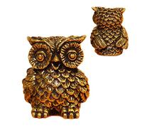 Owl Cabinet Hinge Toppers - Vintage Brass Corner Ornament | Decorative Door Hinge Covers for Dorm, Bedside, Bookshelf, Indoor Room, Cabinet, Furniture, Home Decor, Antique Style, Special Accent