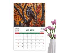 Owl Calendar 2026, 12-Month Wall Calendar, 11.22x8.27 Inches Monthly Planner with Cute Illustrations, Fun Decorative Organizer for Scheduling Appointments and Events, January to December