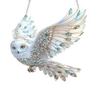 Owl Christmas Hanging Accent - Clear Acrylic Wildlife Ornament, Decorative Bird Window Charm, Seasonal Tree Decoration Keepsake | Holiday Home Display Collectible for Forest Animal Enthusiasts