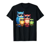 Owl Family Sunglasses Ornithologist Colorful Bird Lover Owl Camiseta