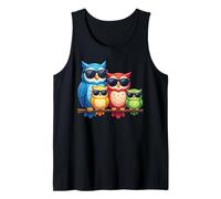Owl Family Sunglasses Ornithologist Colorful Bird Lover Owl Camiseta sin Mangas