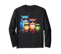 Owl Family Sunglasses Ornithologist Colorful Bird Lover Owl Manga Larga