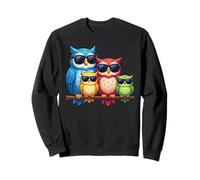 Owl Family Sunglasses Ornithologist Colorful Bird Lover Owl Sudadera