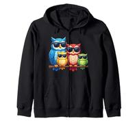 Owl Family Sunglasses Ornithologist Colorful Bird Lover Owl Sudadera con Capucha