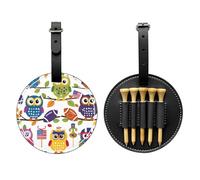 Owl Football Golf Tee Holder American Flag Leather Golf Tee Organizer Bag for Women Men Water-resistant Great Gifts for Golfer Lovers