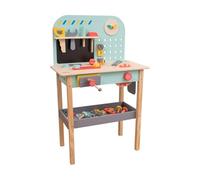 Owl & Fox Banco de Trabajo de Madera, Taller de Herramientas de simulación y Juego, con Sierra, Llave, Martillo, Tornillos y Accesorios, Juego de rol para niños a Partir de 3 años, sostenible,