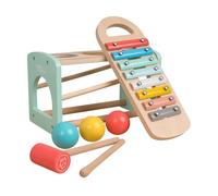 Owl & Fox Banco Xilófono de Madera Juguete Montessori para bebés 12 Meses y más con Bolas de Colores y Martillo, Instrumento Musical para bebés y niños pequeños. Juego Interactivo para 1 año y más