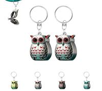 Owl Keychain Nail Clipper, Decorative Owl Nail Clipper with Keychain, Portable Foldable Mini Nail Clippers, Stainless Steel Manicure and Pedicure Tools (Gray-red 2)