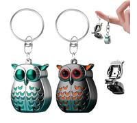 Owl Keychain Nail Clipper, Foldable Mini Portable Owl Keychain Nail Clipper, 2-in-1 Foldable Stainless Steel Manicure and Pedicure Tools in Owls Keychains (black)