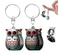 Owl Keychain Nail Clipper, Foldable Mini Portable Owl Keychain Nail Clipper, 2-in-1 Foldable Stainless Steel Manicure and Pedicure Tools in Owls Keychains (black+champagne color)