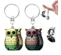 Owl Keychain Nail Clipper, Foldable Mini Portable Owl Keychain Nail Clipper, 2-in-1 Foldable Stainless Steel Manicure and Pedicure Tools in Owls Keychains (black+golden)